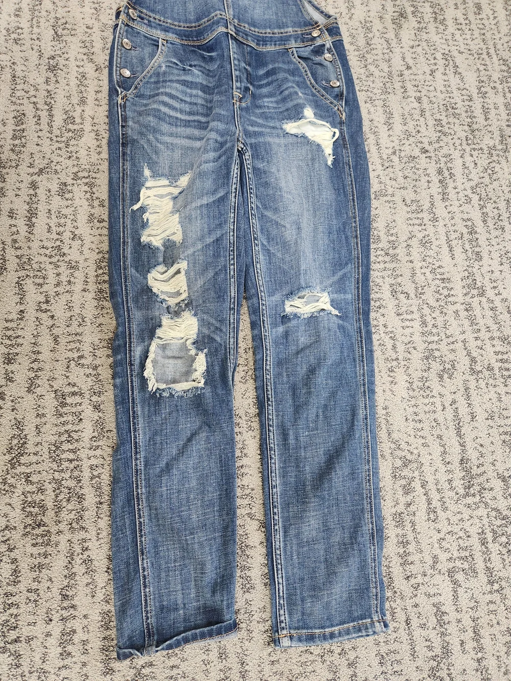 American Eagle Outfitters Distressed Blue Denim Overalls - Picture 3 of 6